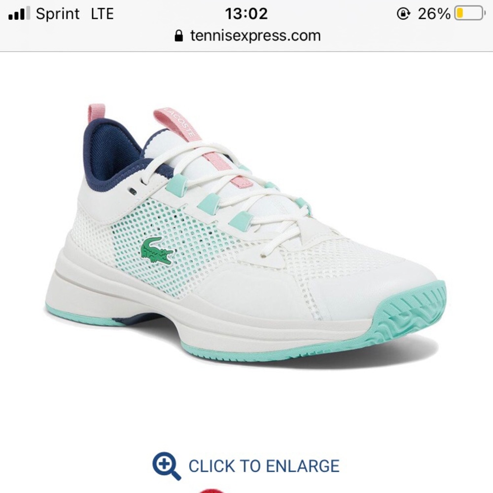 Lacoste Women’s AG-LT Tennis Sneakers, White/Light Blue, 9.5